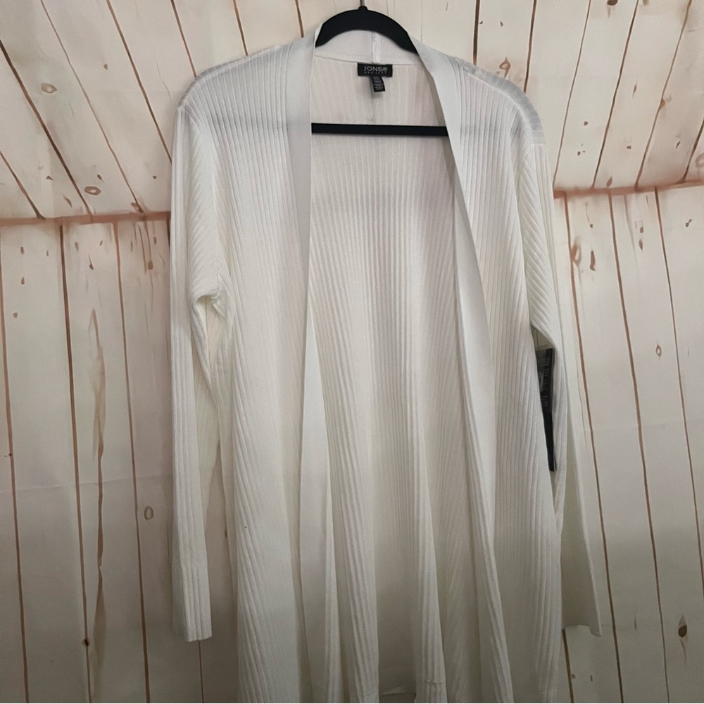 Jones New York Elegant Cream Open-Front Cardigan
